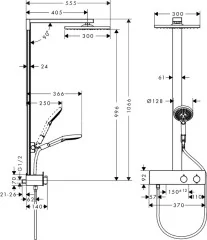 27361000 Raindance E 300 1jet Showerpipe 350 ST
