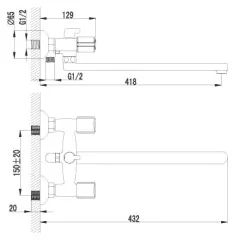 Смеситель для ванны Lemark Merkado LM2312C