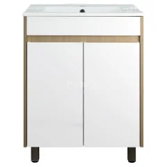 Комплект тумба Стиль Stella 60Н 620х810х470 Дуб дымчатый/Белый, под раковину Leon 7506-60 (CS0007645