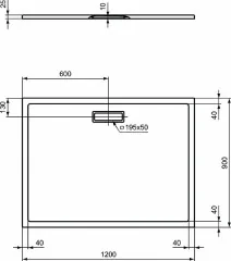 Ультратонкий акриловый прямоугольный душевой поддон Ideal Standard ULTRAFLAT NEW 1200x900x25 мм. Для напольной или встраиваемой установки (T448301)