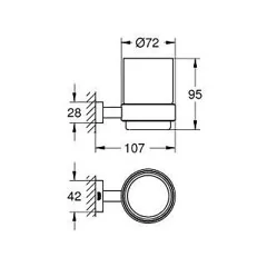 Стакан для зубных щеток Grohe Essentials Cube стекло, хром (40755001)