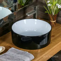 Накладная раковина melana mln-7078abw (черно-белая)
