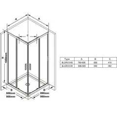 Душевой уголок Ravak Blix Slim 80x80 BLSRV2-80 профиль хром, стекло прозрачное