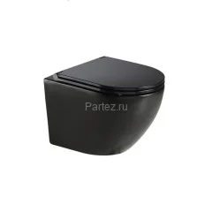 Унитаз подвесной Azario Grado 490х370х360 безободковый с сиденьем микролифт, черный матовый (AZ-0046