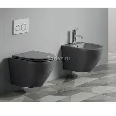 Унитаз подвесной Azario Grado 490х370х360 безободковый с сиденьем микролифт, черный матовый (AZ-0046