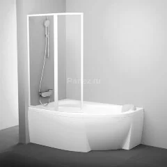 Шторка для ванны распашная Ravak VSK2 Rosa 150х150 цвет профиля белый (76L8010041)