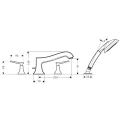 Hansgrohe 31314000 Metris Classic Смеситель на край ванны, на 4 отверстия, 1/2