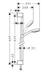 26652400 Душевой набор Crometta 100 1jet Unica Set 0,65 м, ½’