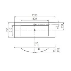 Раковина AQUATON ПРЕМЬЕР 1200, белая (1A702431PR010)