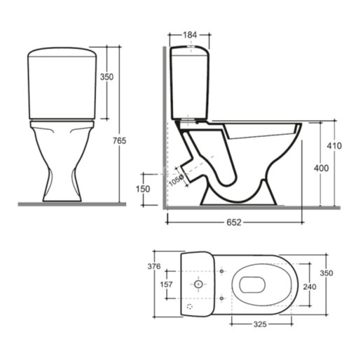 Унитаз-компакт КЕРАМИН Капри Алкапласт с жестким сиденьем, белый