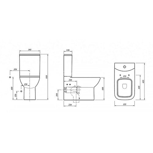 Унитаз-компакт Kale Babel 355х655х810 напольный, с сиденьем микролифт