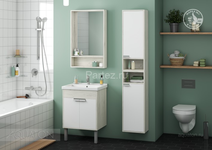 Тумба под раковину AQUATON подвесная, дуб крафт (1A237301FAX10)