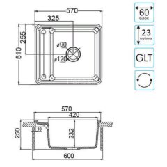 Кухонная мойка AQUATON Беллис 57 Серый (1A724932BS230)
