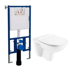 Сет LORANTO Инсталляция + Azario Pavia (круглый) подвесной безободковый унитаз с сиденьем микролифт