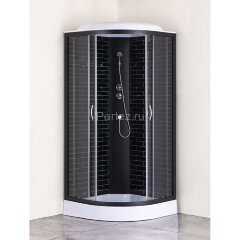 Душевая кабина Loranto 90х90х215 поддон 13см, черный кирпичный узор, прозрачное стекло 4мм, профиль черный (CS669013GB90)