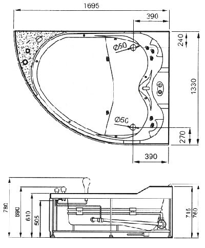 Акриловая ванна Gemy G9086 B R