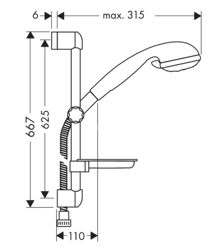 27753000 XX Croma Душевой набор Croma 2jet/Unica’S 0,65 м, ½’