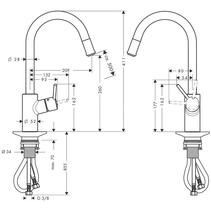 14872000 XX Talis S² Cмеситель для кухни Variarc, однорычажный, с выдвижным изливом АКЦ!!!