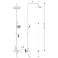 Смеситель Rossinka B35-46 для ванны и душа с регулируемой высотой штанги, поворотным изливом и лейко