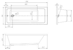 Ванна пристенная Loranto Novaro La 1700х700, ABS пластик, белая (CS00078467)