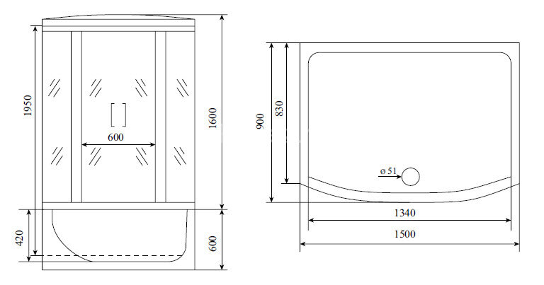 Timo Lux T-7750 душевая кабина (150*88*220) NEW, шт