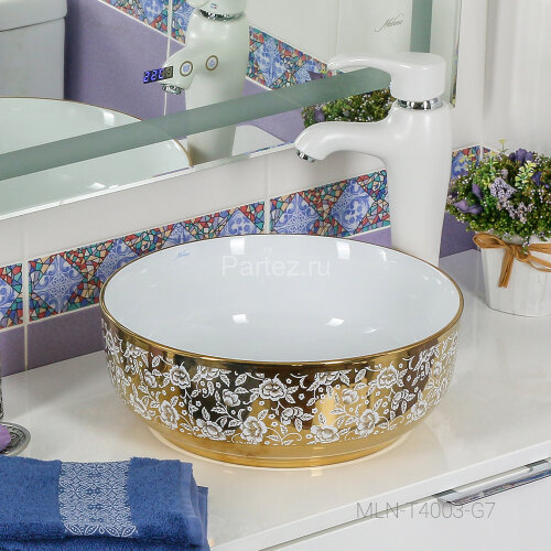 Накладная раковина melana mln-t4003-g7 (золото)