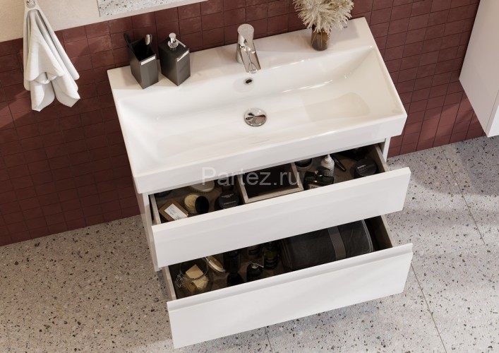 Тумба под раковину Roca Oleta 80 подвесная, 2 ящика, белый глянец (A857640806)