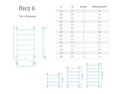 Полотенцесушитель водяной Маргроид Лесенка &quot;Вид 6&quot; с полкой 80х60 (комплект), хром