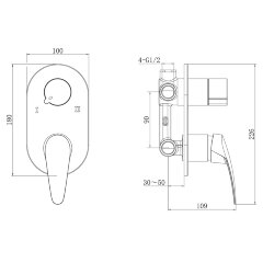 Смеситель Lemark Linara LM0427C для ванны и душа, встраиваемый
