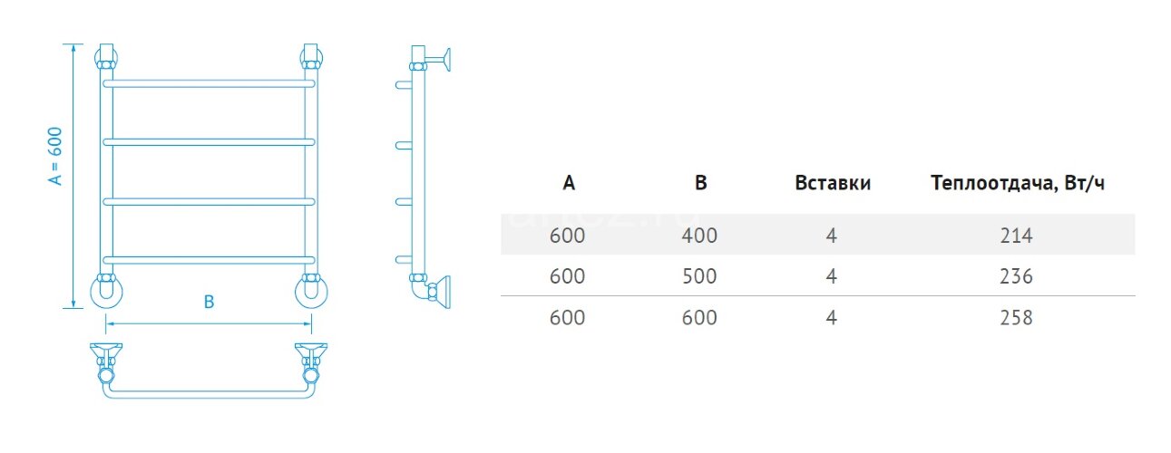Полотенцесушитель водяной Маргроид Лесенка "Вид 8" без полки 60х50 (комплект), хром