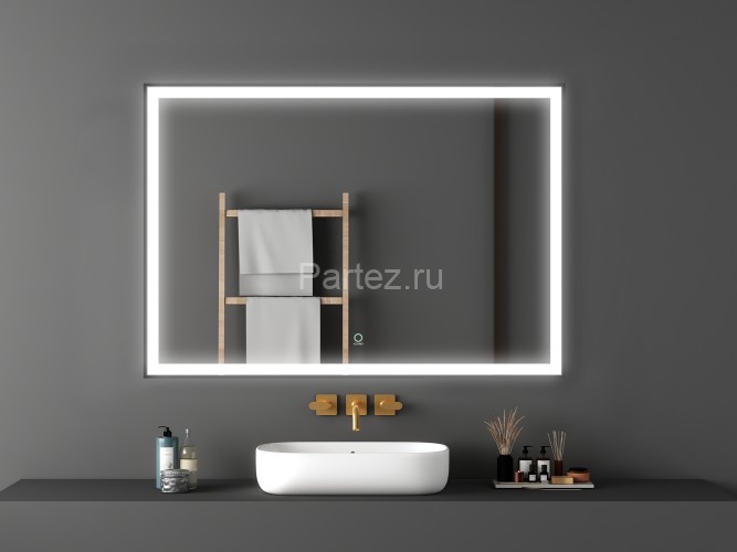 Зеркало AZARIO Fantasy 1000х700 с подсветкой, сенсорный выключатель с функцией диммера, в алюминиево