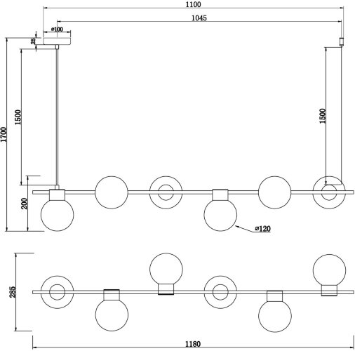 Подвесной светильник Freya FR5232PL-06B