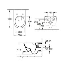 Унитаз подвесной Villeroy&Boch SUBWAY 2.0, безободковый, тонкое сиденье микролифт (5614R2R1)