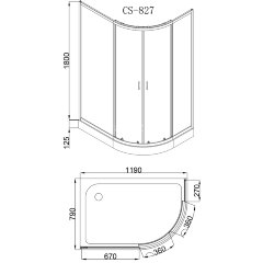 Душевое ограждение Loranto 120х80х195, низкий поддон 13 см, стекло 4мм ( CS-827AL)