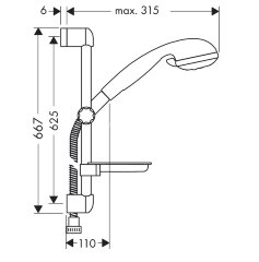 27751000 XX (снят с пр-ва)Croma Душевой набор Croma 3jet/Unica’S 0,65 м, ½’