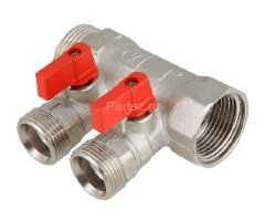 Коллектор с отсекающими кранами 1"х2х3/4"ЕК VALTEC