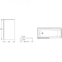 Шторка для ванны распашная Jacob Delafon Struktura 80х140 цвет профиля хром (E6D042-GA)