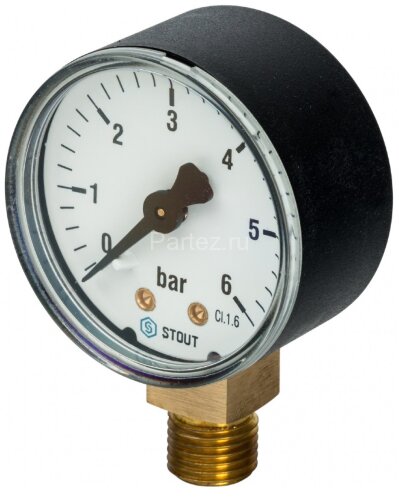Манометр рад. D63 мм 6 бар 1/4" STOUT