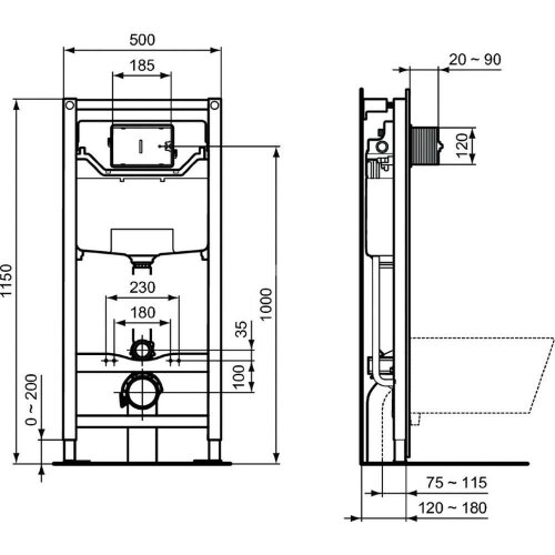 Промо-комплект Ideal Standard Tesi Aqua Blade Подвесной унитаз с инсталляцией, с сиденьем Микролифт