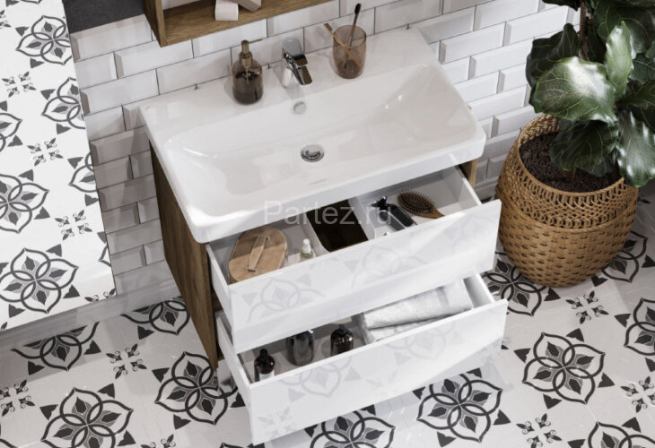 Тумба под раковину AQUATON Сканди 80 белый, дуб рустикальный (1A283001SDZ90)