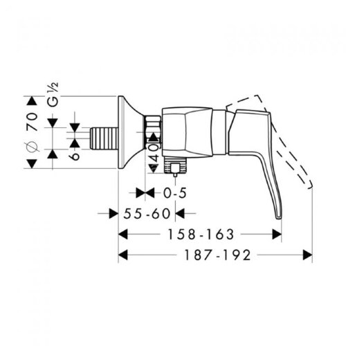 Hansgrohe 31672000 Metris Classic Смеситель для душа, однорычажный, ВМ, 1/2