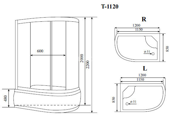 Timo Comfort T-8820R Clean Glass душевая кабина (120*85*220), шт
