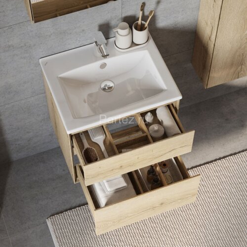 Тумба под раковину Aquaton Либерти 60, 2 ящика, дуб эльвезия (1A279401LYC70)