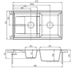 Мойка для кухни Aquaton Делия 87, две чаши, цвет латте (1A716232DE260)