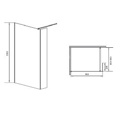 Душевая перегородка Loranto 90x195 Walk-in. Доп.створка 20см. Регулируемый кронштейн 80-100 Прозрачное стекло 6 мм. Профиль Хром (CS-L801 90)