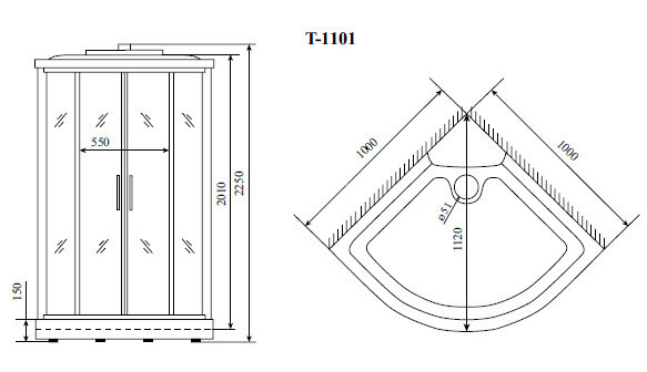 Timo Standart T-6601 Silver душевая кабина (100*100*220), шт