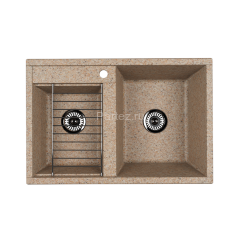 Мойка для кухни Aquaton Делия 78 DBL 2 чаши, песочный (1A723132DE220)