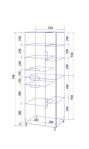 Пенал Loranto Стиль 52, 520х1970х330, белый (CS00024681)
