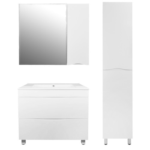Комплект тумба Loranto Santorini 60 610х460х810 напольная, с раковиной Leon, Белый Глянец (CS0008697