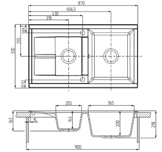 Кухонная мойка Aquaton Делия 87, две чаши, цвет терракотовый (1A716232DE270)